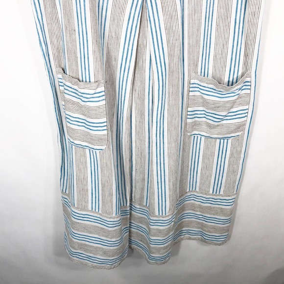 J Jill Small Dress Love Linen Stripe Blue White Sleeveless Knee Length Pocket733 - Picture 6 of 7